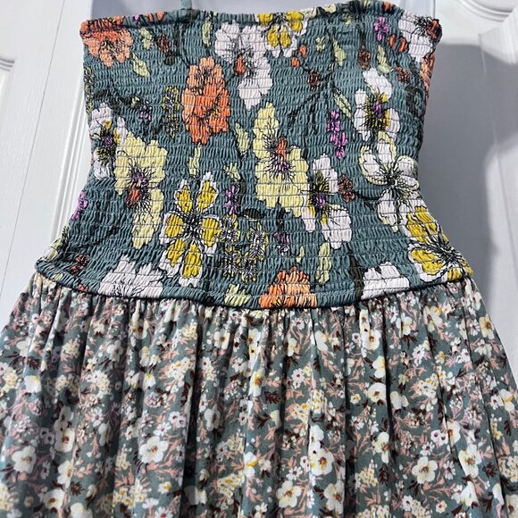 BOG Collective-Women's Spaghetti Adjust. Straps-Floral Dress-Small-Ruching Waist - Picture 12 of 16